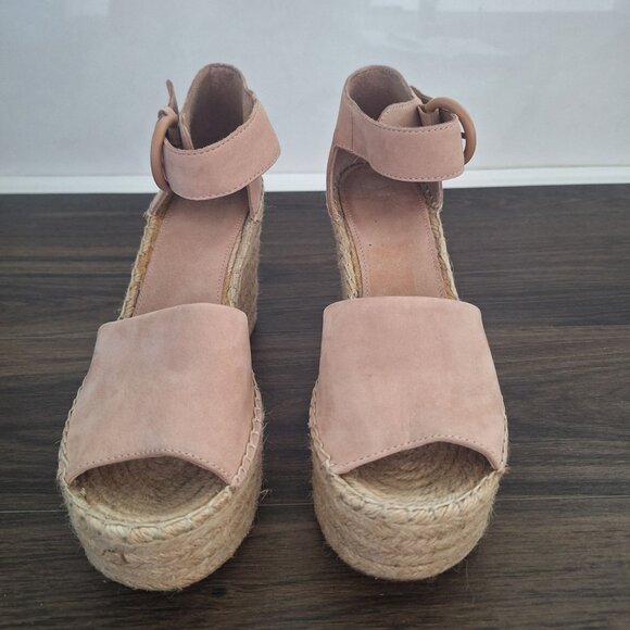 💙 Marc Fisher Soft Leather Alida Espadrilles Wedge Size 9 Blush Soft Minimalist - Picture 4 of 7